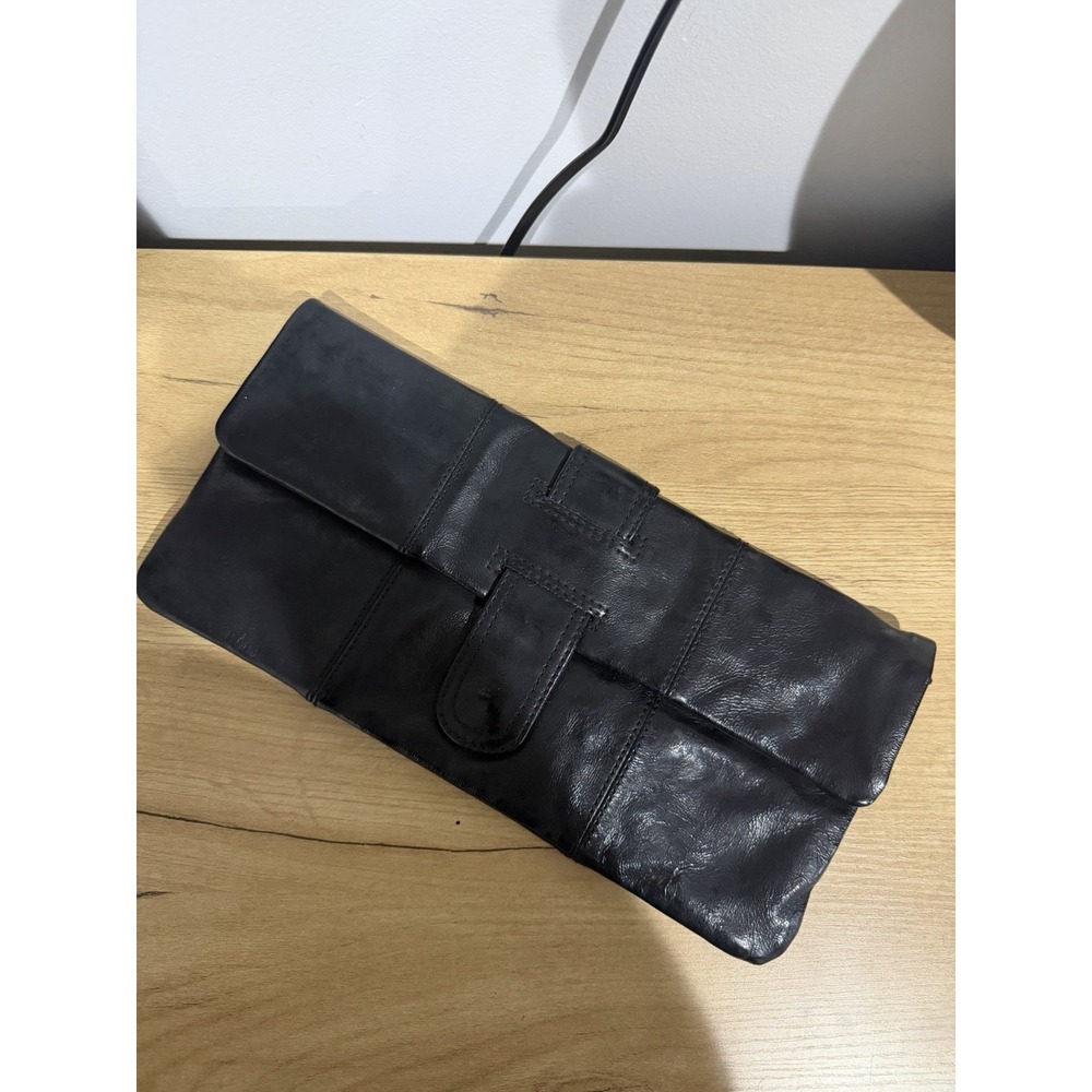 Lulu Townsend Evening Purse Bag Clutch Black Leather M